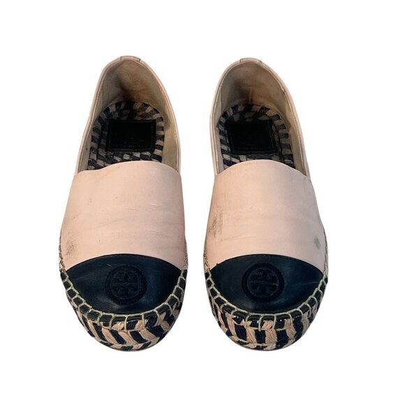 Tory Burch Shoes - Tory Burch Pink Cap-Toe Leather Espadrilles Sz 5.5 nude black